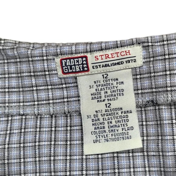 Vintage Y2K 2000s Preppy Faded Glory Blue White Gingham Plaid Mini Skirt - Picture 4 of 4
